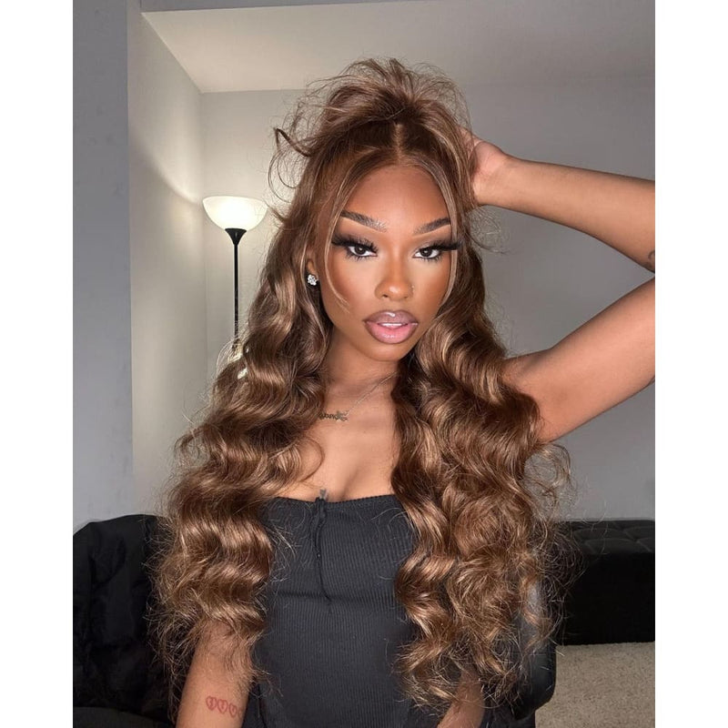 Honey Blonde 13x4 PRE-PLUCKED Highlight Wave HUMAN HAIR LACE FRONT WIG