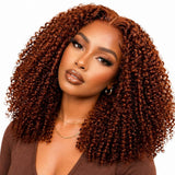 【Flash Sale】4x4 Transparent Lace Front Pre-plucked Reddish Brown Color 250% Density Wig - Kinky Curly