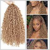 【Seamless Crochet Braids】Soft Feather Crochet Hair Extention Honey Blonde Color 100% Human Hair  - Loose  Spiral Curl