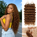 【Seamless Crochet Braids】Soft Feather Crochet Hair Extention Brown Color 100% Human Hair  - Deep Wave
