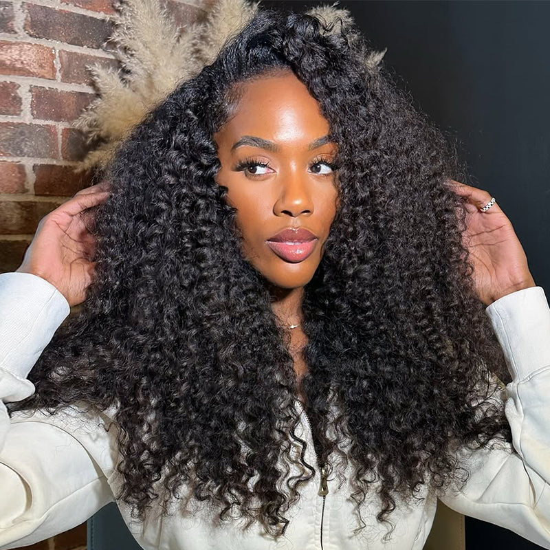 "370 Fitted Cap" HD LACE FRONT WIG WITH Invisible Strap - Kinky Curly