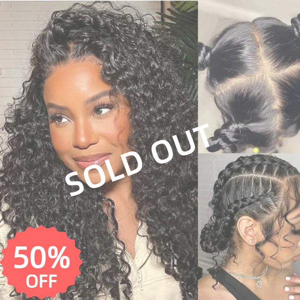 [50% OFF]HALF PRICE /// WHOLE LACE NO MESH HD LACE WIG WITH Invisible Strap- Burmese Curly