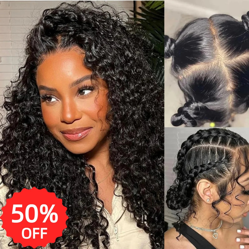 [50% OFF]HALF PRICE /// WHOLE LACE NO MESH HD LACE WIG WITH Invisible Strap- Burmese Curly