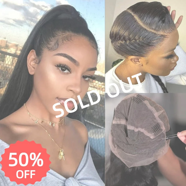 [50% OFF]HALF PRICE /// WHOLE LACE NO MESH HDLACE WIG WITH Invisible Strap - STRAIGHT / BODY WAVE