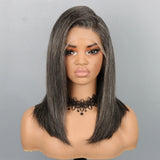 5x5/13x4 Transparent Lace Front Pre-plucked Salt and Pepper Color Wig - Straight