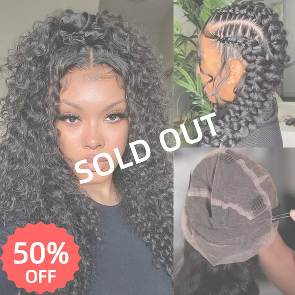 [50% OFF]HALF PRICE /// WHOLE LACE NO MESH HD SWISS LACE WIG WITH Invisible Strap - Curly/Deep Wave/Loose Wave/Water Wave/Yaki Straight