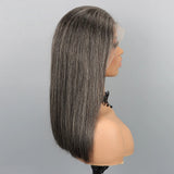 5x5/13x4 Transparent Lace Front Pre-plucked Salt and Pepper Color Wig - Straight
