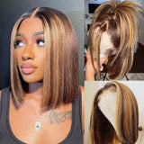 [50% OFF] HD Lace 13x6 Fitted Cap Ear Tap Highlight Color BOB Wig - Straight