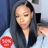[50% OFF]HALF PRICE /// Full Lace Transparent Lace Human Virgin Hair Wig - Yaki Straight