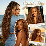 【Seamless Crochet Braids】Soft Feather Crochet Hair Extention Brown Color 100% Human Hair  - Deep Wave