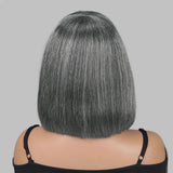 5x5/13x4 Transparent Lace Front Pre-plucked Salt and Pepper Gray Color Wig - Straight BOB with Bang