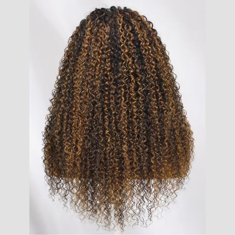 Upgraded EasiContour V-Part Glueless Highlight Color Wig With New Drawcord - Kinky Curly