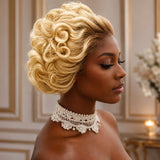 [50% OFF]HALF PRICE ///  13x4 Transparent Lace Ombre Blonde Wig - Curl Bob