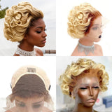 [50% OFF]HALF PRICE ///  13x4 Transparent Lace Ombre Blonde Wig - Curl Bob