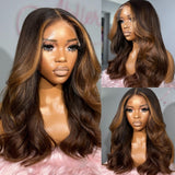 HD Lace 13x6 Fitted Cap Ear Tap Highlight Color Wig - Wavy