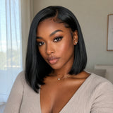 【FLASH SALE】WHOLE LACE NO MESH TRANSPARENT LACE HUMAN HAIR WIG WITH Invisible Strap - Straight Bob
