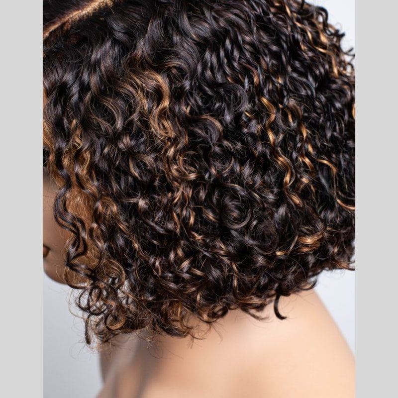[50% OFF]HALF PRICE /// 5x5 /13x4 Transparent Lace C-part Highlight Color Wig - Water Curly Short Bob