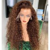 13x4/13x6  HD Swiss Lace Front Chocolate Brown Color Human Hair Wig - Deep Curly