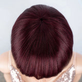 13X4/13x6 Transparent Lace Front 99J Burgundy Short Bob Layered Wig -  Straight with Bang