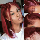 13X4/13X6 Transparent Lace Front Burgundy Color Bob Wig - Straight