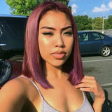 13X4/13X6 Transparent Lace Front Burgundy Color Bob Wig - Straight