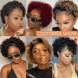 13x4/13x6 Transparent Lace Front Pixie Cut Human Hair Wig - Short Curly