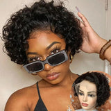 13x4/13x6 Transparent Lace Front Pixie Cut Human Hair Wig - Short Curly