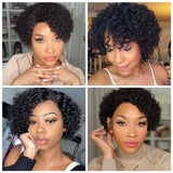 13x4/13x6 Transparent Lace Front Pixie Cut Human Hair Wig - Short Curly