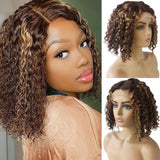 13X4/13X6 Transparent Lace Front Pre-plucked hairline Highlight Color Bob Wig - Curly