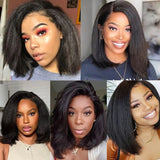 13x4/ 360 Transparent Lace Front Human Hair Wigs - Yaki Straight Bob