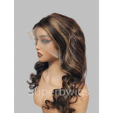 13x4 Transparent Lace Front Highlight Honey Blonde Color Wig - Wavy
