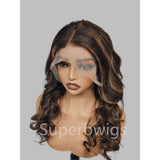 13x4 Transparent Lace Front Highlight Honey Blonde Color Wig - Wavy