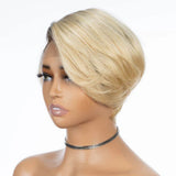 13x4 Transparent Lace Front Pixie Cut Short Blonde Color Wig - Styled Short
