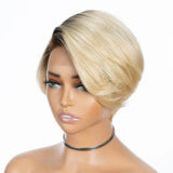 13x4 Transparent Lace Front Pixie Cut Short Blonde Color Wig - Styled Short