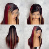13x6 Full Frontal Transparent Lace Highlight Color Wig -  Straight