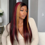 13x6 Full Frontal Transparent Lace Highlight Color Wig -  Straight
