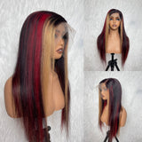 13x6 Full Frontal Transparent Lace Highlight Color Wig -  Straight