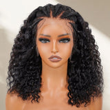 13x6 HD Lace Frontal Braided Human Hair Wig - Curly/ Water Wave