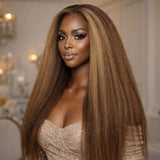 13x6 HD Lace Upgraded Hairline Pre-plucked 150%180% 250% Highlight  Wig - Kinky Straight
