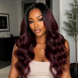 13x6 HD Lace Upgraded Hairline Pre-plucked 150%180% 250% Ombre Burundy Color Wig - Body Wavy