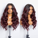 13x6 HD Lace Upgraded Hairline Pre-plucked 150%180% 250% Ombre Burundy Color Wig - Body Wavy