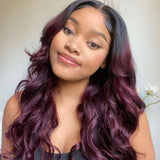 13x6 HD Lace Upgraded Hairline Pre-plucked 150%180% 250% Ombre Burundy Color Wig - Body Wavy