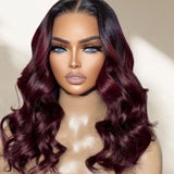 13x6 HD Lace Upgraded Hairline Pre-plucked 150%180% 250% Ombre Burundy Color Wig - Body Wavy