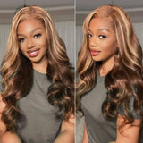[50% OFF]HALF PRICE /// 13x6 HD Lace Upgraded Pre-plucked 150%180%250% Blonde Highlight Color Wig - Body Wavy