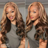 [50% OFF]HALF PRICE /// 13x6 HD Lace Upgraded Pre-plucked 150%180%250% Blonde Highlight Color Wig - Body Wavy