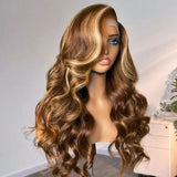 [50% OFF]HALF PRICE /// 13x6 HD Lace Upgraded Pre-plucked 150%180%250% Blonde Highlight Color Wig - Body Wavy