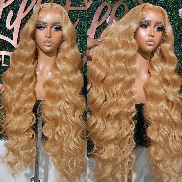 13x6 HD Transparent Lace Front Wigs Human Hair Hair Pre-Plucked 13x6 Blonde Body Wave