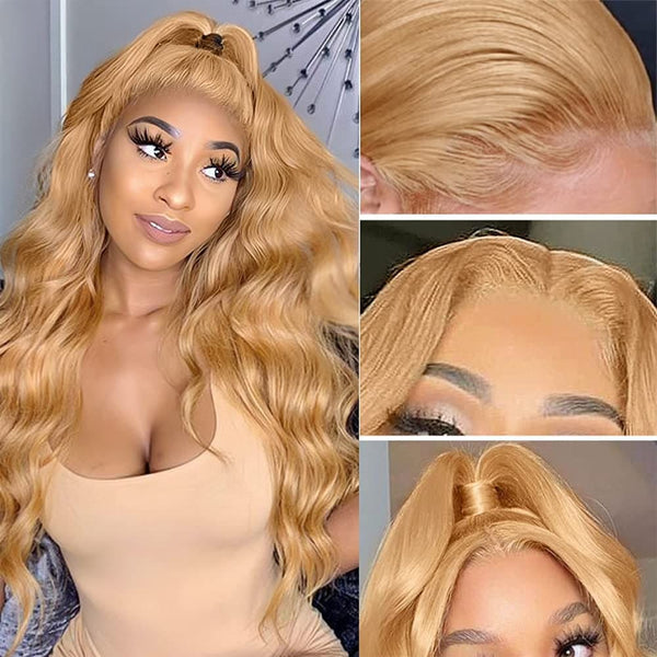 13x6 HD Transparent Lace Front Wigs Human Hair Hair Pre-Plucked 13x6 Blonde Body Wave