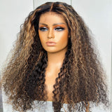 13x6 Transparent/HD Lace Highlight Brown Color Kinky Edge 150%180% Wig - Deep Curly