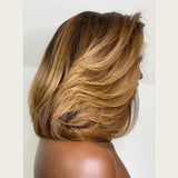 13x6 Transparent Lace Front Pre-plucked 150%180%250% Ombre Honey Blonde Wig - Layered Bob